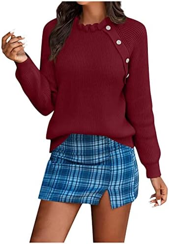 Ženski pulover džempere modne pukotine dugih rukava dugih rukava sa pulover pulover valovitim vratom