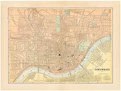 Mapa fine umjetnosti zaštitnog znaka Cincinnati 'Canvas Art by Wild Apple portfelj 14x19