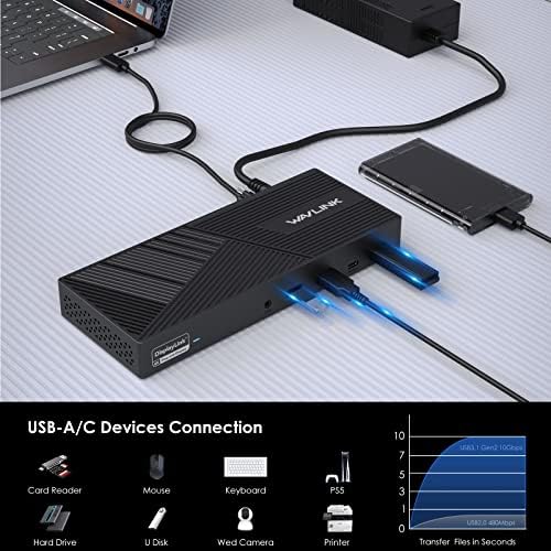 Wavlink univerzalna USB C priključna stanica za trostruki Monitor-4K@60Hz za 3 monitora i punjenje
