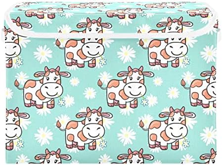 Ollabaky Cartoon kravlje cvjetni sklopivi za pohranu s poklopcem po kutija za pohranu s poklopcem