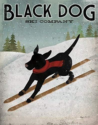 Slika Peddler crni pas Ski Ryan Fowler skijanje znak pas Lab životinje Print Poster 12x12