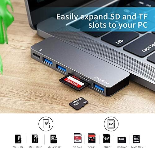 USB C Hub, 6 u 1 Tip C aluminijumski Hub Adapter MacBook Pro dodatna oprema sa 3 x USB 3.0 porta, čitač TF
