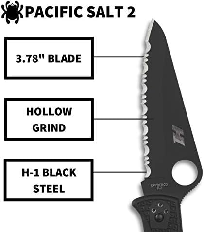 Spyderco Pacific sol 2 Lagani nož sa 3,78 crna H-1 čelična oštrica i crnom neklizajućem ručicom