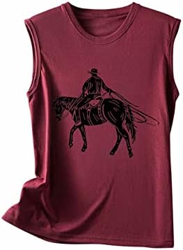 Tank Tops za žene Vintage Western Cowboy grafički Tees Summer Trendy Country Music Shirt rukav bez
