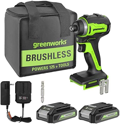 Greenworks 24V TruBrushless™ 1/4 akumulatorski udarni drajver, 2.0 Ah baterije, kompaktan punjač