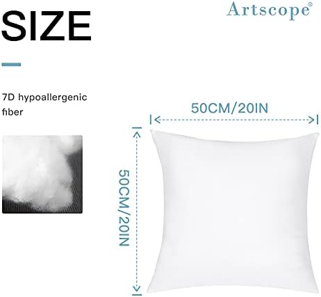 ArtScope set od 6 bacanja jastuka, 20 x 20 hipoalergeni ukrasni kvadratni umetci jastučni umetci, meki flaffjski