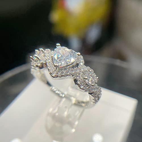 Teal prstenovi Zapadni pokloni za žene zvoni osjetljivim srcem u obliku prstena Diamond Moda može se podesiti