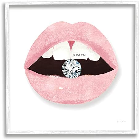 Stupell industrije sjaje na glamuroznim usnama grizući svjetlucavi dijamant, dizajn Mercedes Lopez Charro