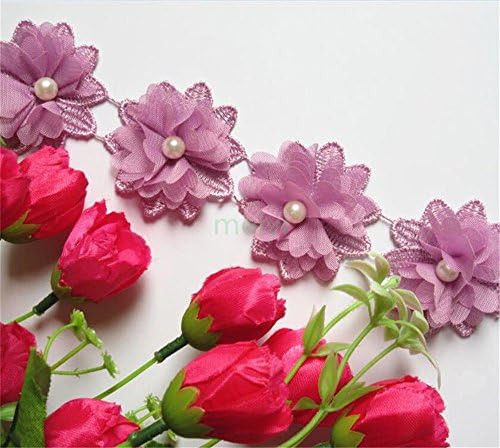 1 dvorište 3D cvjetni biser rubne obloge 5 cm širina vintage stil ljubičasti ivica ukrasi tkanina vezena primjena