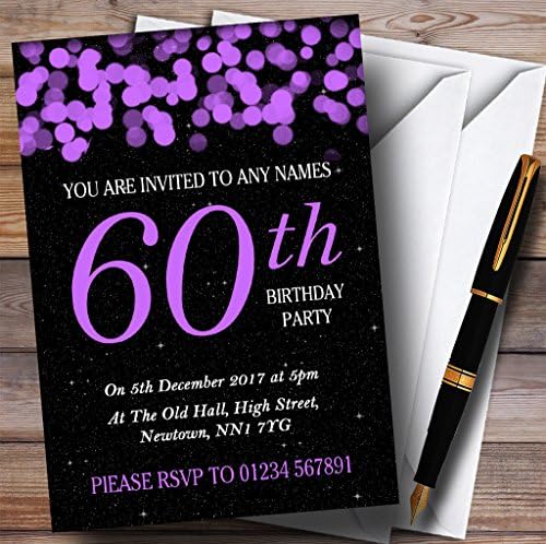 Purple Bokeh i Stars 60. Personalizirani rođendanski pozivnici