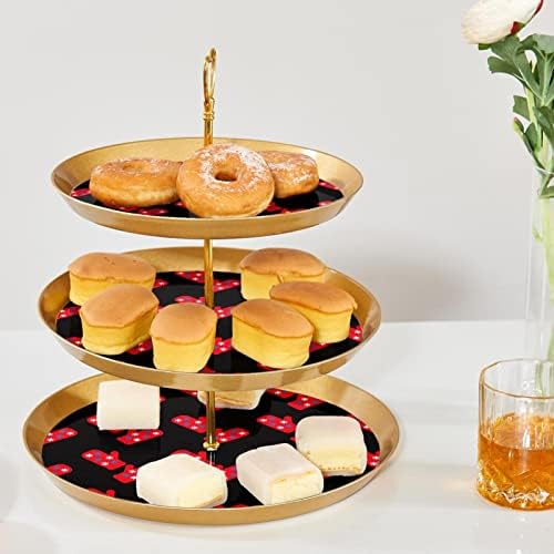 Lyetny 3-rainte desertna torta Zlatni cupcake Količar za pecivo za čaj za čaj, vjenčanje i rođendan,