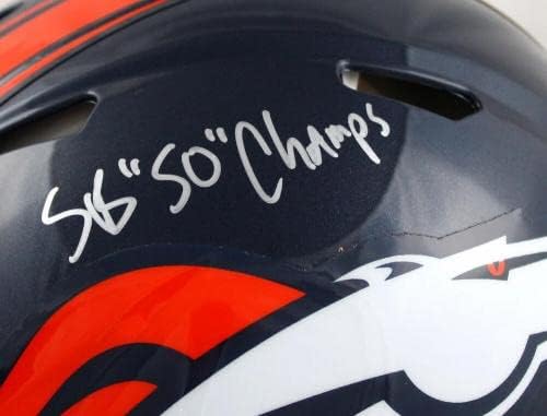 DeMarcus Ware potpisan Broncos F / s Speed Authentic Helmet w / SB Champs-BeckettWHolo - autograme