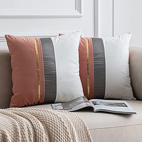 Dezene Dekorativni jastuk za bacanje - pakovanje 2 moderna cosy 20x20 inčni kvadratni rumenilo ružičasti