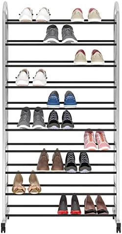 FKUO 10-tier stalak za cipele sa točkovima Metalna jedinica za pohranu cipela velikog kapaciteta za 40 pari, za ulaz, hodnik, ormar, spavaonica