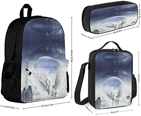 Pegasus Unicorn ruksaci Setovi za školska putovanja Daypack Prints Bookbag sa torbom za ručak i Pernicom