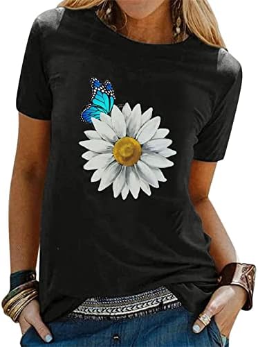 Thirts za žensku plus veličinu, daisy cvjetovi grafički tines inspirativne majice slatki casual