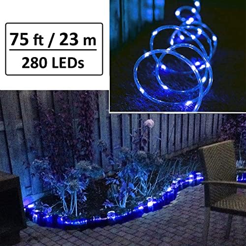 Solhice 75ft LED svjetla za užad plava Vanjska, 280 LED vodootporna zatamnjena Božićna LED cijev sa tajmerom