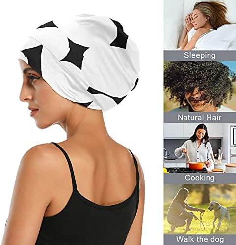 Kapa s lubanjem za spavanje Radni šešir Bonnet Beanies za žene Bijela crna geometrijska prugasta spavanja radna