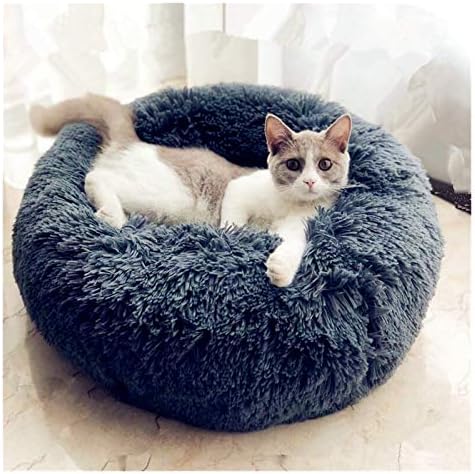 WANGLUKANG okrugla kuća za mačke pastelna duga plišana korpa za pse korpa za kućne ljubimce jastuk mačka