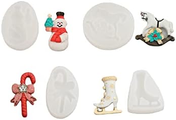 3D Božićno snjegović klizaljke za ljuljanje konja Fondant Silikonski set kalupa, kalup za torte, kalup