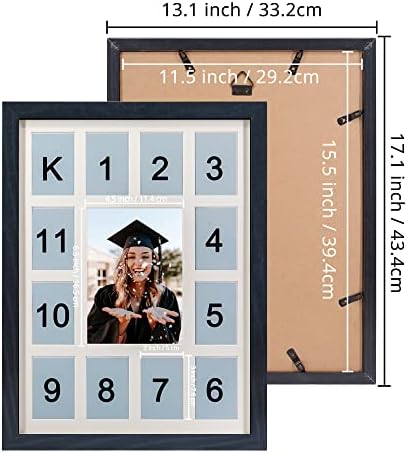 FramePro školske godine okvir za slike K-12 dan mature foto kolaž crni okvir sa prostirkom, prikazuje jednu
