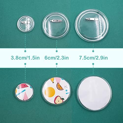 18 pakirajte akrilni dizajn značka 1,5 inča / 38 mm Clear okruglih znački komplet prazan gumb igle