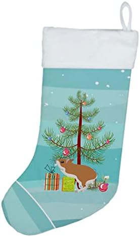 Caroline's bysures CK4458CS Bijelo za hrčak Sretan božićni božićni čarapa, kamin Viseće čarape Božićna