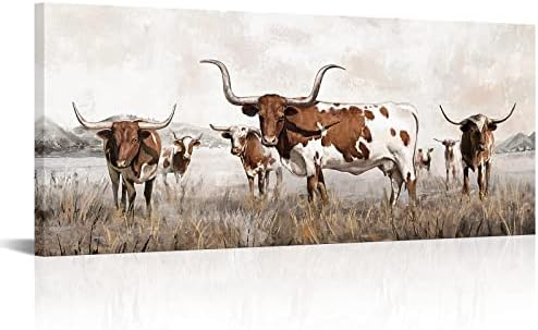 Vizuelni umjetnički dekor veliki Texas Longhorn platneni zidni umjetnički dekor Zapadna seoska