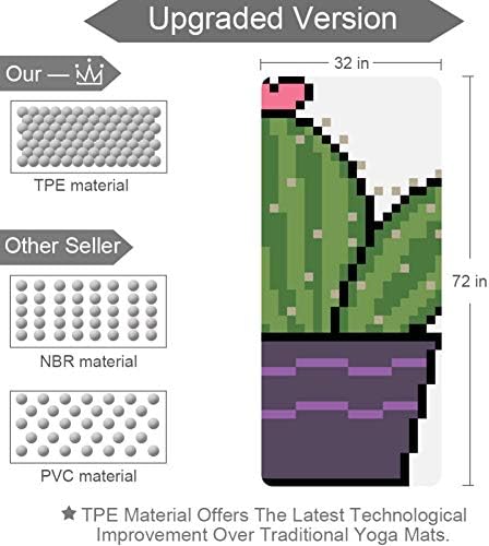 Tizorax Pixel Art Cactus sklopiva gimnastika Mat Vježba yoga Mat Pad  Neklizajući gubitak težine Vodootporan