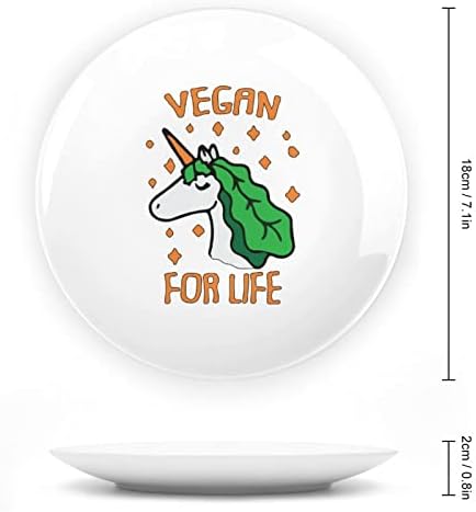 Vegan Unicorn Vintage Design Bone Kina Decor Plate sa postolje okrugla ukrasna ploča Početna Wobble-ploča