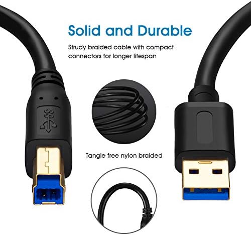 Jelly Tang USB 3.0 Kabl A mužjak do B muškog 20ft, Superspeed USB 3,0 A-B / A muški kabel za B