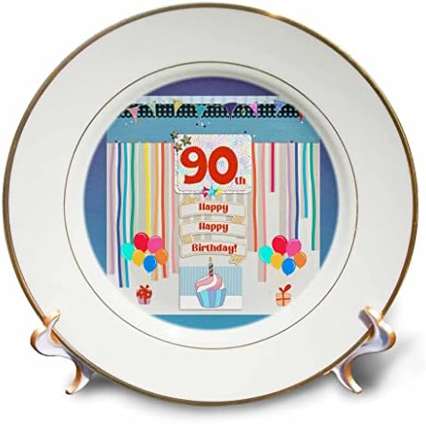 3Droza Slika od 90. rođendana, cupcake, svijeća, balona, ​​poklona, ​​streamer - ploče