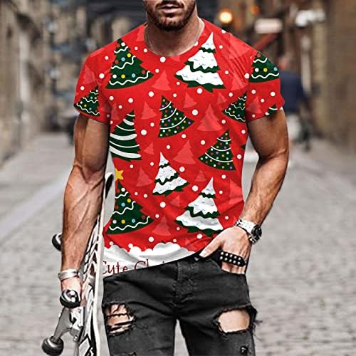 Wybaxz 2022 božićni muško jesen zima casual kratki rukav božićni 3D tiskani majice modna gornja bluza