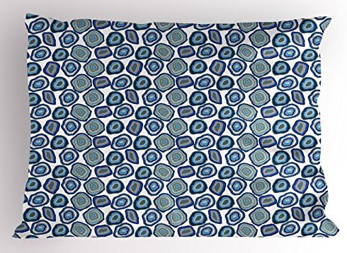 Lunable Geode jastuk Sham, crtani stil šareni kameni kriški Dizajn u plavoj nijansima Mineral dragulja