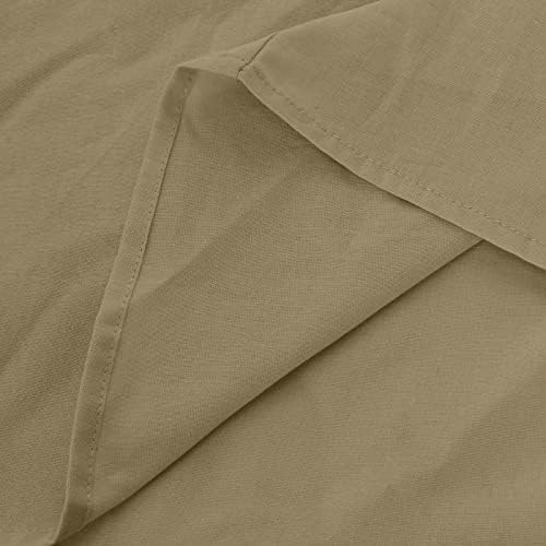 Muška bluza Tops čvrsta pamučna posteljina ležerni džepni stalak ovratnik Dugi rukav dugme dolje Dress Shirts