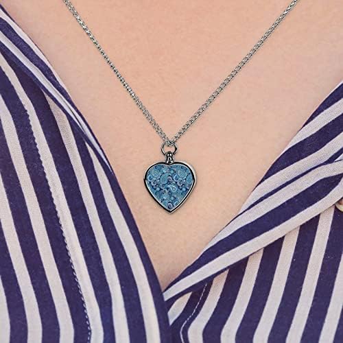 Plavi Paisley uzorak štampana ogrlica od urne za kućne ljubimce za pepeo srce kremiranje nakit spomen