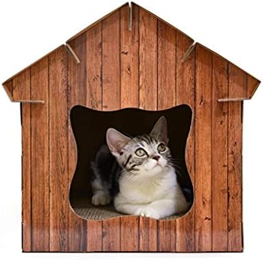 MYYINGBIN kartonska ploča za grebanje za mačke izdržljiva papirna kuća za mačke za mačke, 40x35x36cm, mesing
