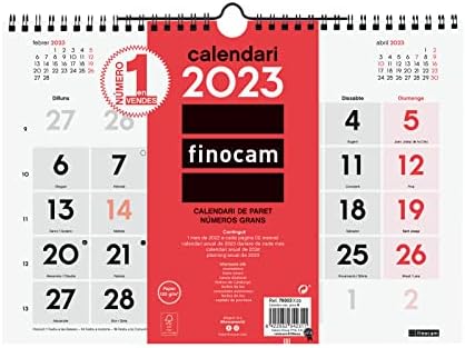 Finocam - kalendar 2023 Neutralni zid veliki brojevi Januar 2023. - decembar 2023. katalonski