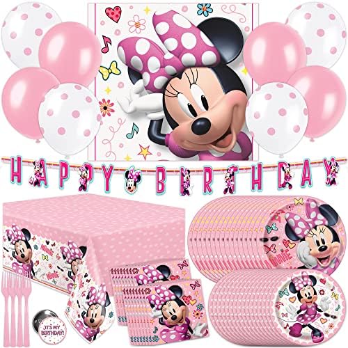 Unique Minnie Mouse potrepštine za rođendanske zabave / dekoracije za zabavu Minnie Mouse / opslužuje 16 gostiju