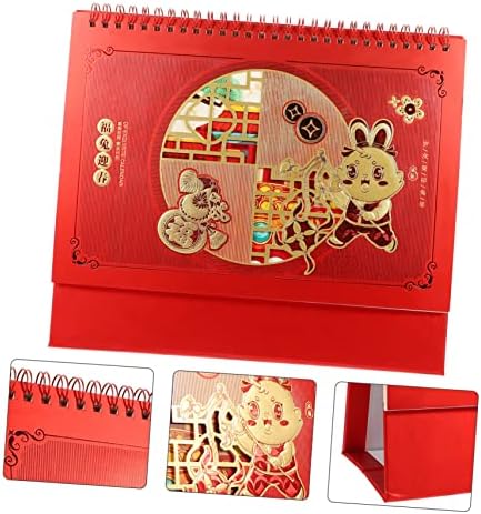 Aboofan 4pcs stoltop kalendarski kalendari Crveni mali proljetni ukras Stojini domaćin Flip poklon za Fengshui