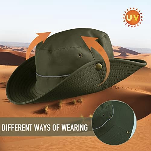 Korešion Muškarci Sun Hat Širok Brim UV zaštita Ljetni šešir na otvorenom ribolovni šešir sa kopčom