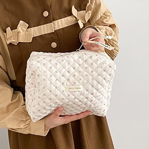Baonmy Kawaii pamučna torba za šminkanje velika putna kozmetička torba prošivena kozmetička torbica Coquette