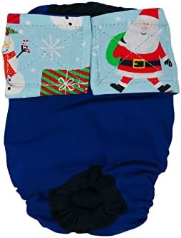 Barkertime Santa Claus sa snjegovićem na plavoj Premium vodootpornoj mačjoj peleni, XS, sa pantalonama