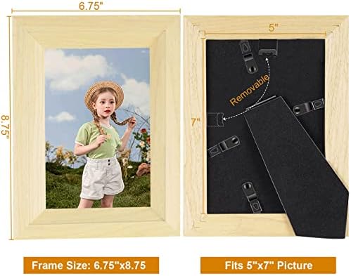 Iziddo 2 Pack 5x7 okviri za slike, okviri za fotografije sa HD pleksiglasom, masivom drvenom