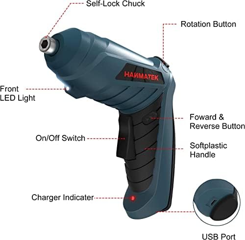 Hanmatek punjivi kompleti Akumulatorskih odvijača sa ravnim i pištoljem u stilu moćnih električnih