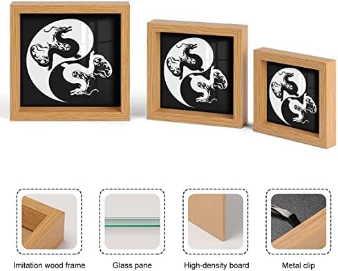 Yin Yang Dragons drveni okvir za slike od 3 Set okvira za fotografije sa staklom za Kućni dekor