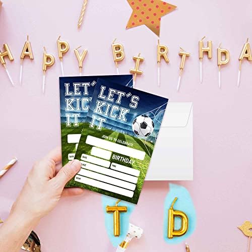 Kartice za rođendan na nogometu Axamdam, sportske igre za djecu i djevojčice, 20 karata sa 20 koverta Party
