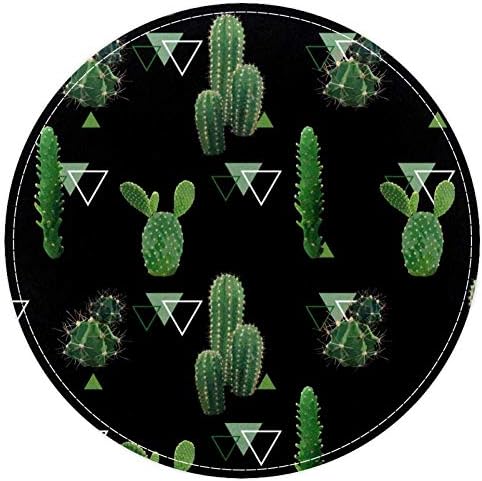 Heoeh tropsko ljeto geometrijski uzorak biljke kaktusa, Neklizajući otirač 15,7 okrugli tepih tepisi