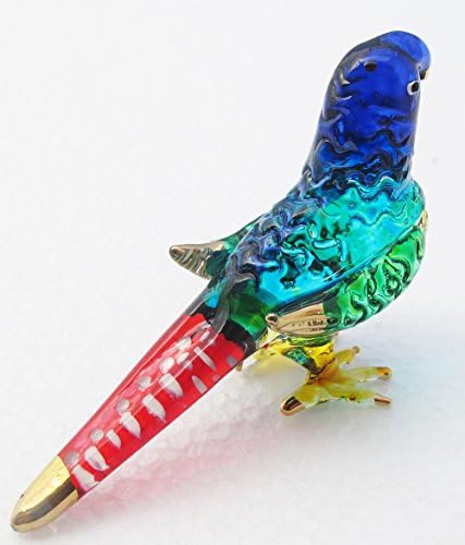 Thaihonest Art Color Ruka puhala staklena ukras za papagajnu figuricu