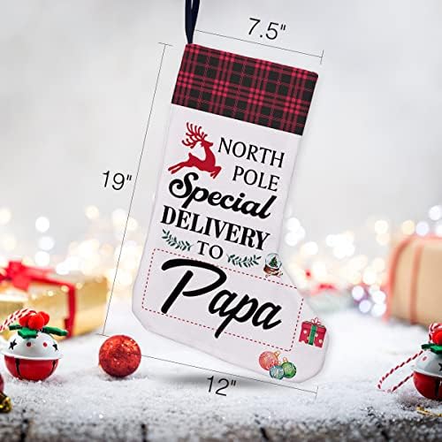 Gaicaak Burlap Božićna čarapa za PAPA, Sjeverni pol Posebna dostava na Papa Božićna čarapa Reindeer Božićni